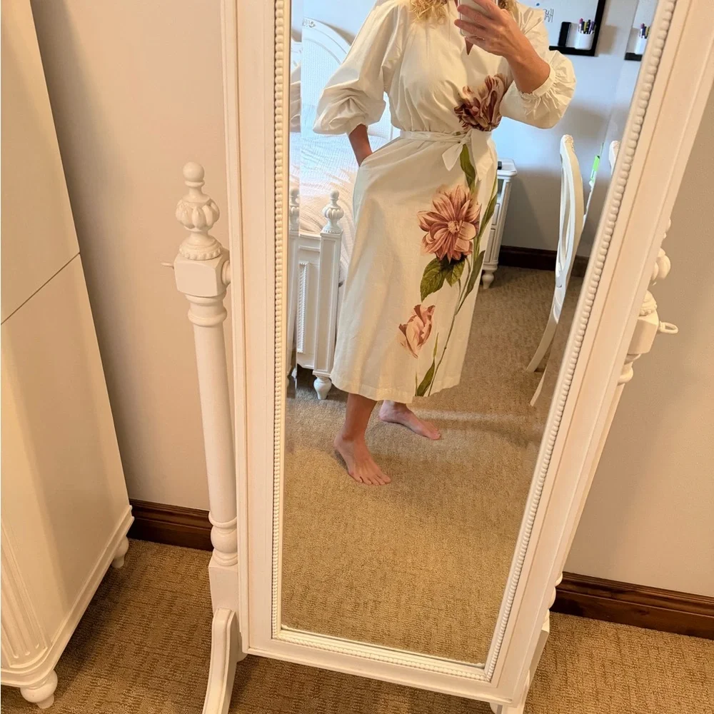 Anthropologie V Neck floral belted midi dress Size small - Picture 6 of 6